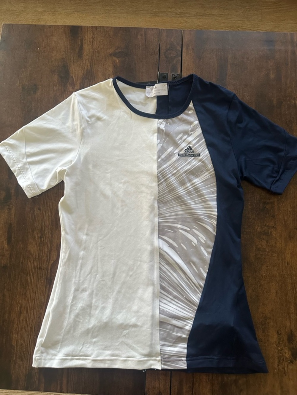 Adidas by Stella McCartney White, Navy & Gray Panel Short-Sleeve Tee